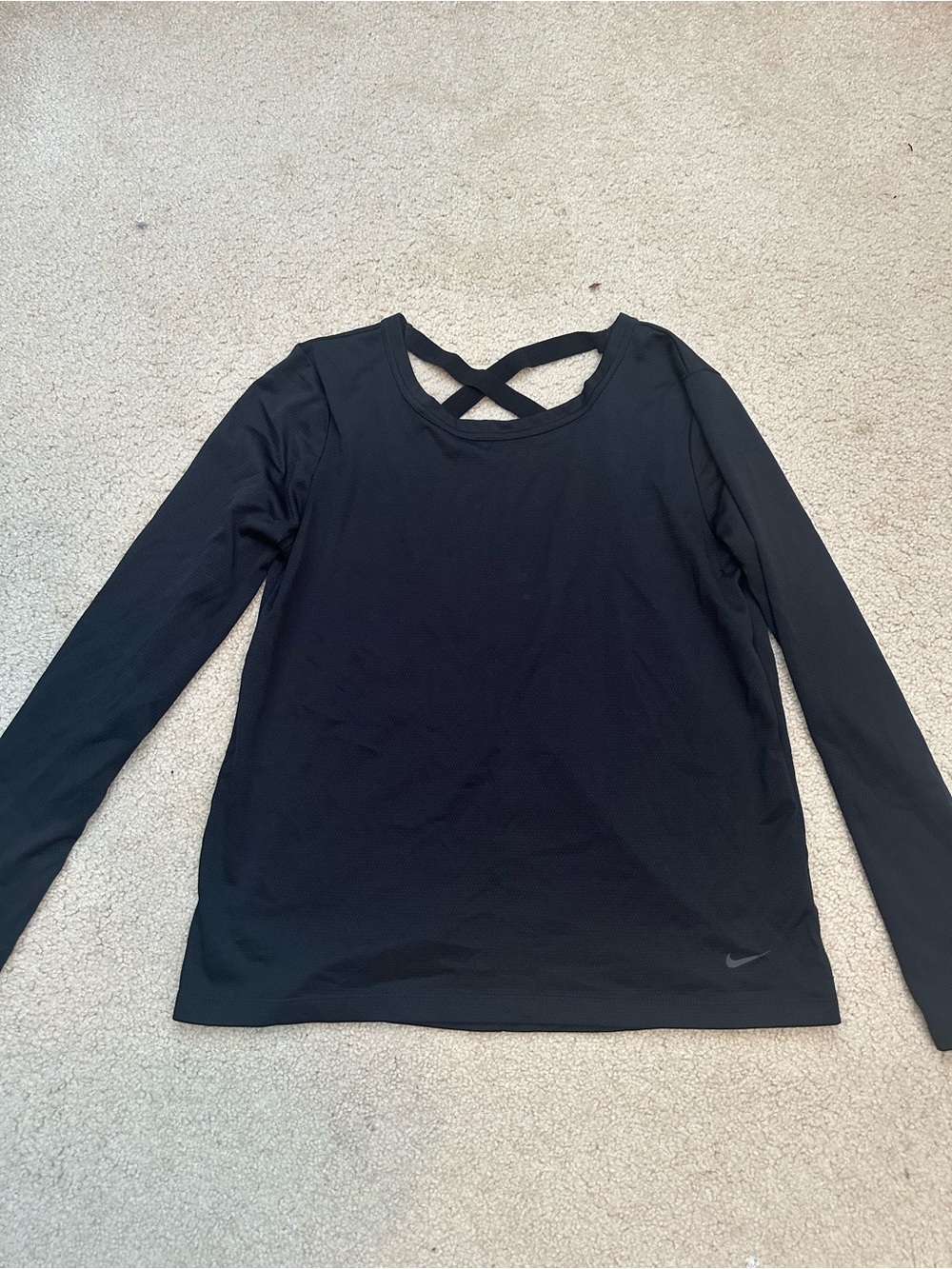 Nike Black Long-Sleeve Cross-Back Athletic Top